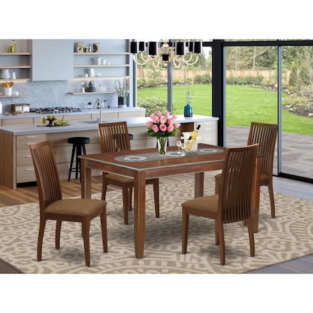 East West Furniture 5 Piece Dudley Dining Set - Mahogany DUIP5-MAH-C